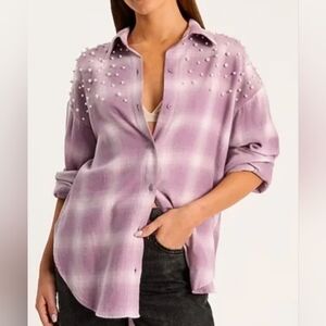 Lavender Pearl-Embellished Women's Top